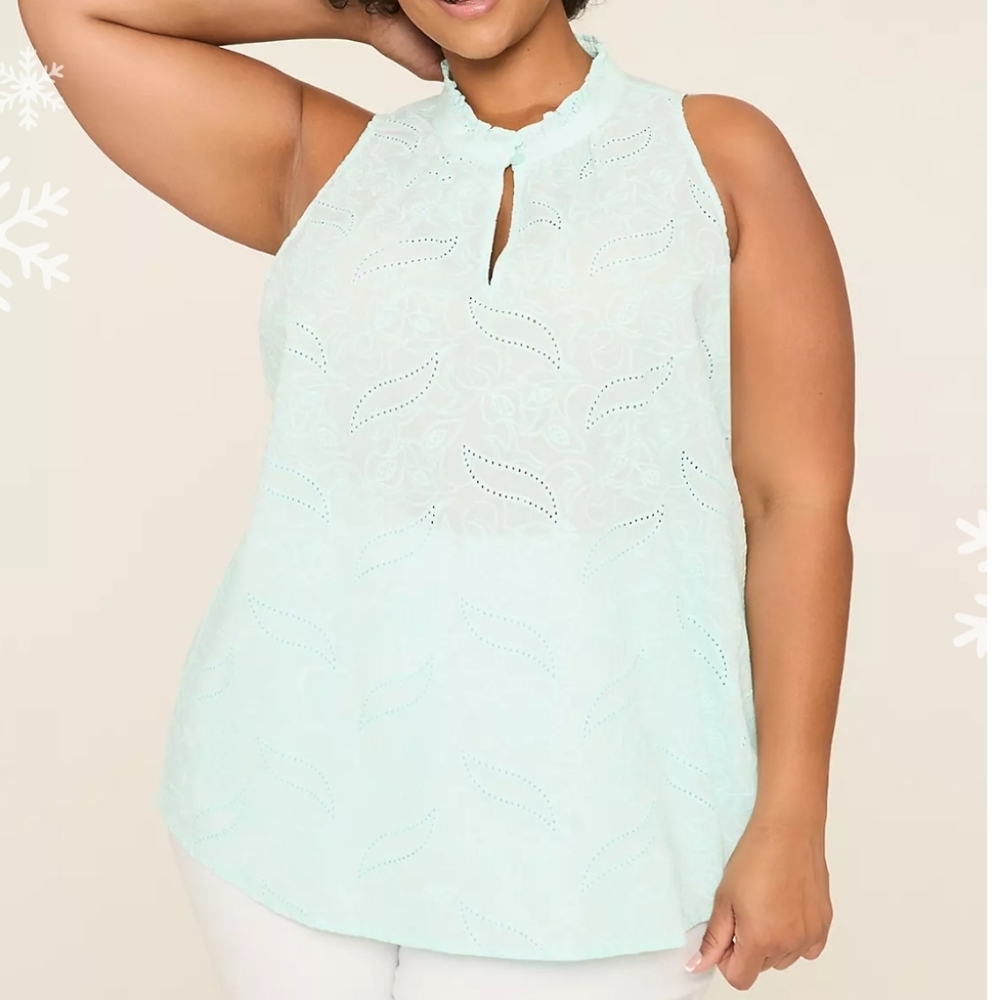 Lane Bryant Ruffle Notch-Neck Popover Blouse